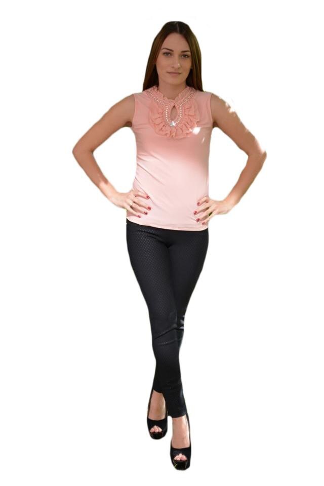 Top tineresc cu design de perle si strasuri, D&J Exclusive, Somon