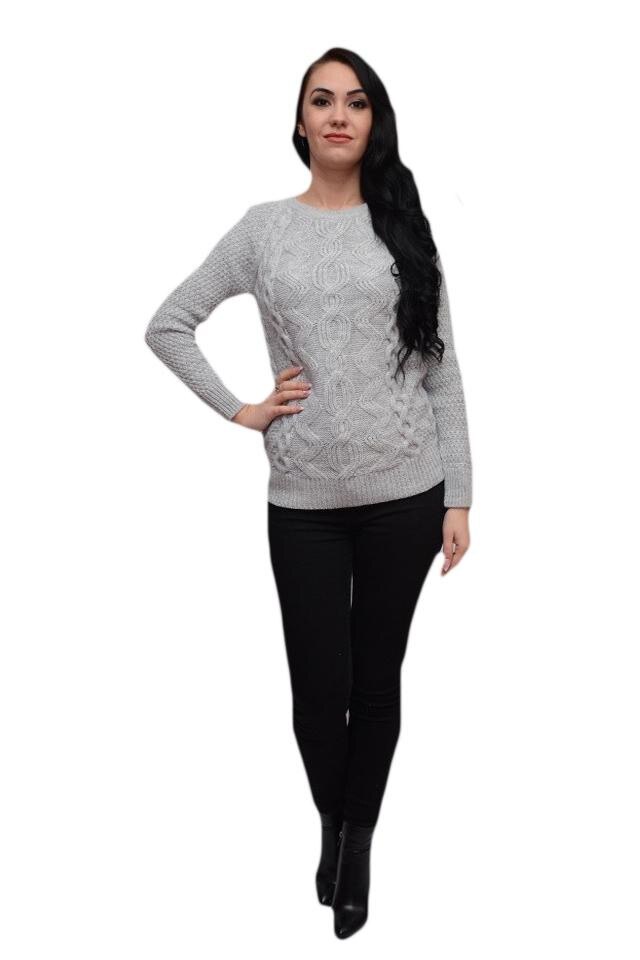 Bluza rafinata cu model, realizata din tricot, fir usor lucios, D&J Exclusive, Gri