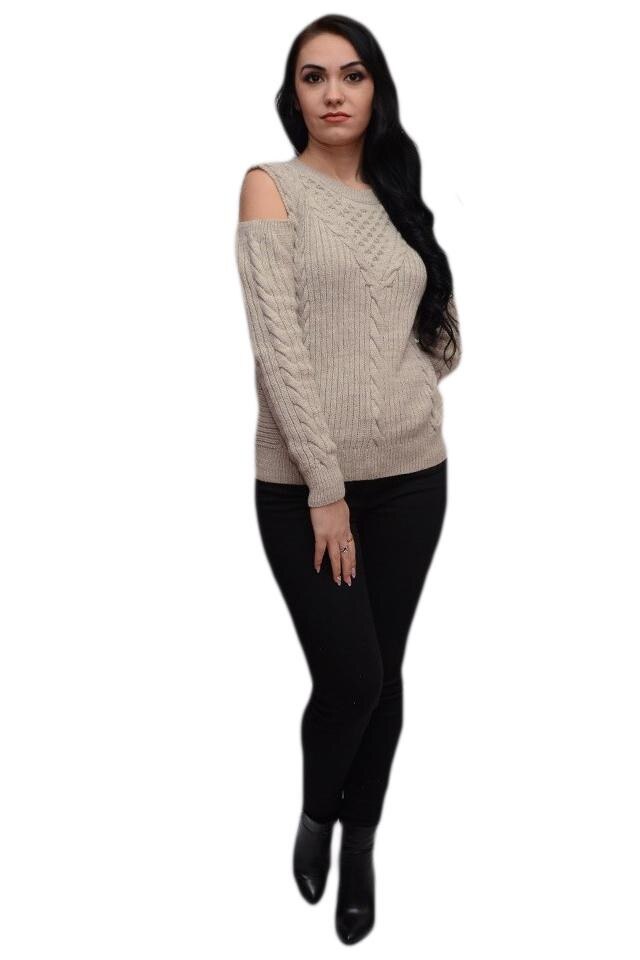 Bluza tinereasca cu decupaj la umeri, D&J Exclusive, Bej