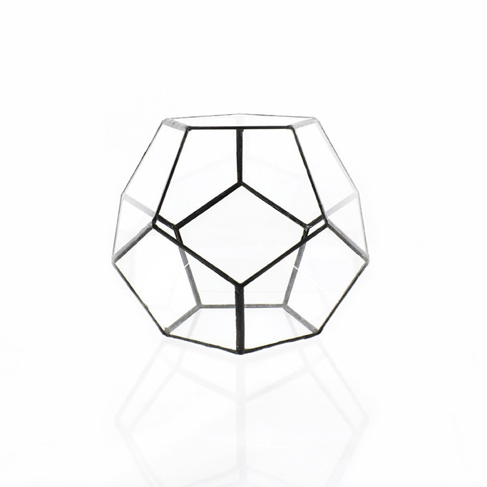 Terariu geometric sticla dodecaedru 11.5x14x14 negru