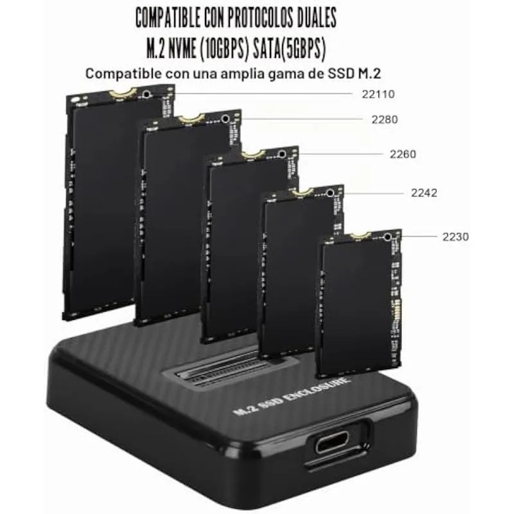 Докинг станция M.2 NVMe и SATA, докинг станция за твърди дискове USB 3.2 Gen2 10 Gbps адаптер за външен SSD корпус с двоен протокол M-Key/B+M Key NVMe и NGFF за SSD