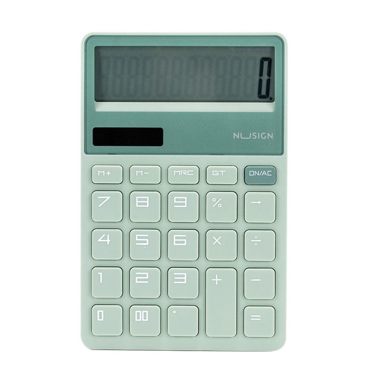 Калкулатор за бюро 12 цифри, Deli, голям LCD екран, ергономичен дизайн, зелен, 165x110x25mm