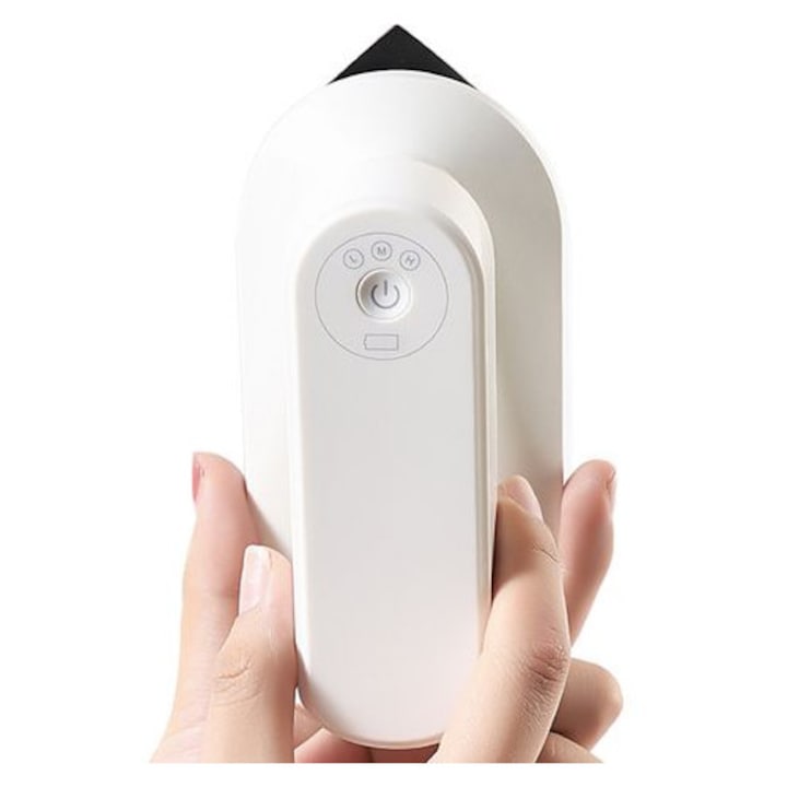 Fier de calcat portabil fara fir, reincarcabil CJ-MANO-K0238-260908-386, 3 trepte temperatura, baterie 2×2500mAh, 25 min autonomie, alb, compact