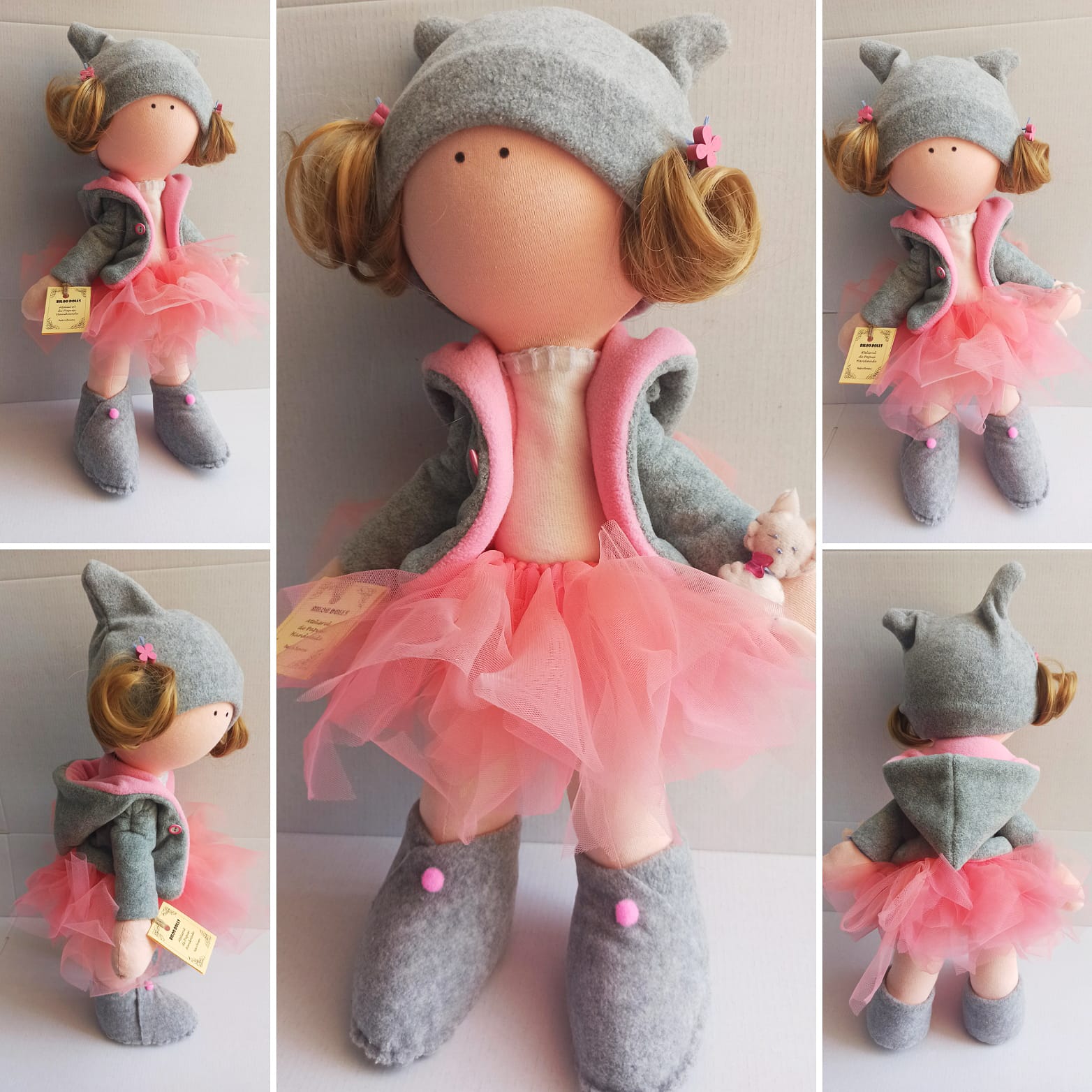 Papusa Biloo Doll Nicolle - Model Unicat - Creatie handmade - dimensiune 42 cm
