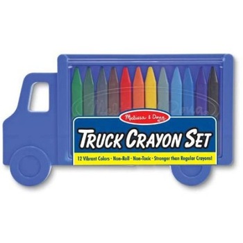 Set 12 creioane colorate triunghiulare Truck, Melissa & Doug Set 12 creioane colorate triunghiulare Truck, Melissa & Doug