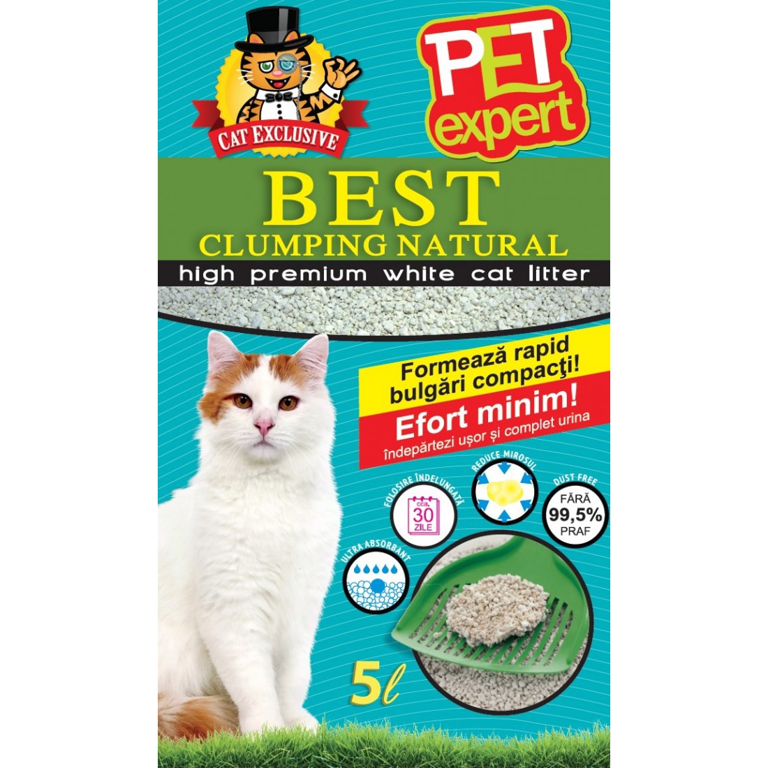 Nisip litiera pisici, Pet Expert, Clumping Bentonita, 5 L - eMAG.ro