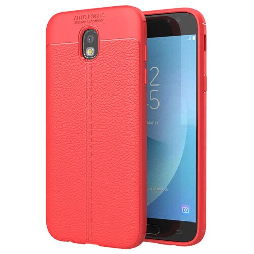 Capac de protectie Samsung Galaxy J7 (2017) / J730, model Litchi, silicon moale, rosu