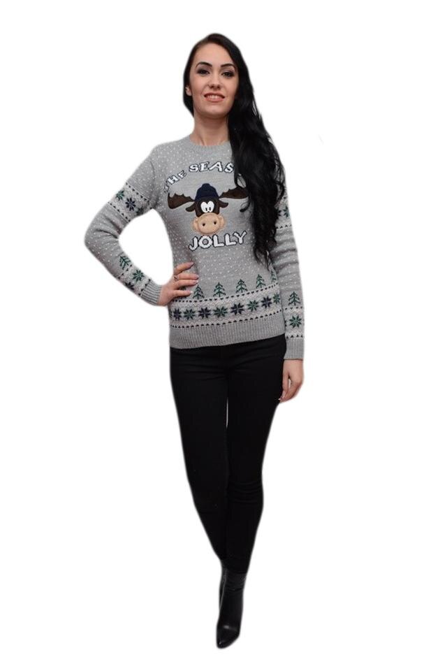 Bluza din material gros cu model multicolor, D&J Exclusive, Gri