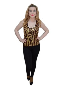 Top elegant cu design de paiete in fata, D&J Exclusive, Maro Top elegant cu design de paiete in fata, D&J Exclusive, Maro