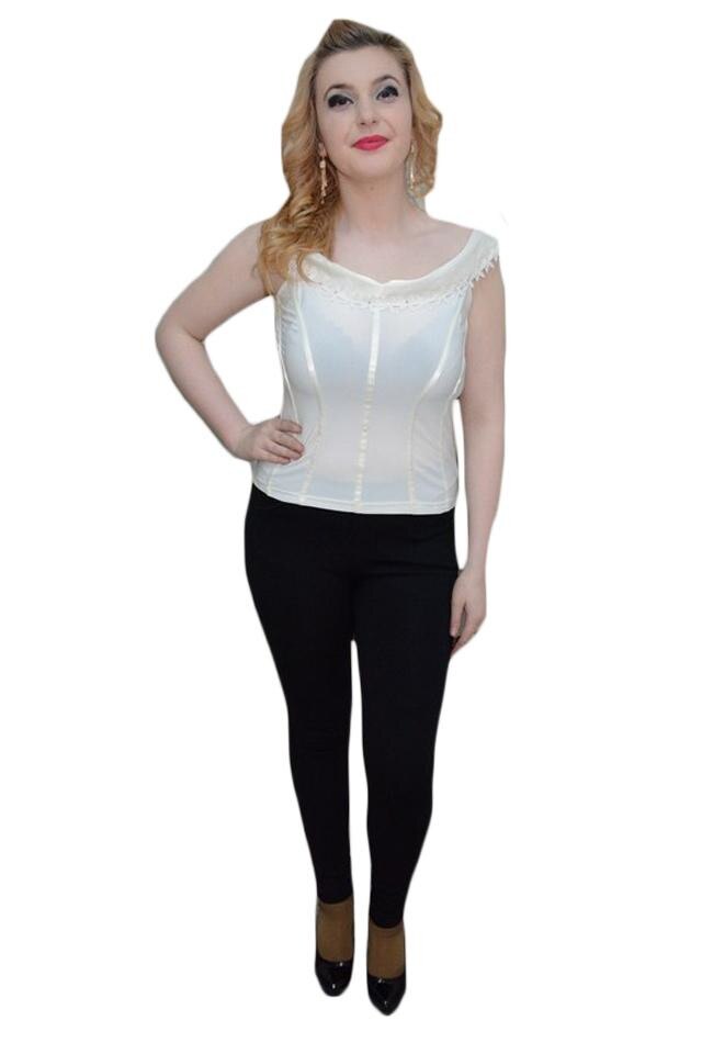 Top de gala cu decolteu tip barcuta, D&J Exclusive, Alb