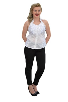 Camasa cu spatele gol, guler ascutit, D&J Exclusive, Alb Camasa cu spatele gol, guler ascutit, D&J Exclusive, Alb