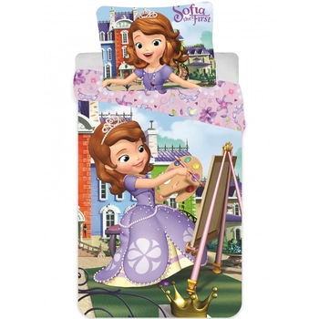 Lenjerii de pat copii, Printesa Sofia, mov, 2 piese 90x140 cm, 40x55 cm Mov Lenjerii de pat copii, Printesa Sofia, mov, 2 piese 90x140 cm, 40x55 cm Mov