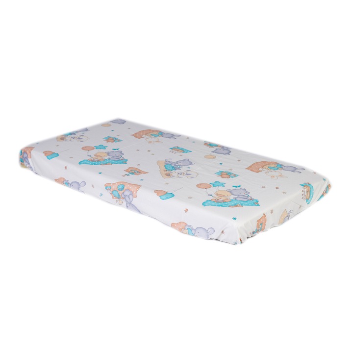 Cearceaf de pat cu elastic Amoras 120x60, turcoaz