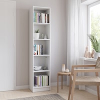 Biblioteca, Puveromeble, Alb Mat Elegant, 40x32x182.6 cm, PAL Melaminat, Raft Pentru Carti, 5 Polite Deschise, Etajera Design Modern, Mobilier Pentru Birou Sau Living