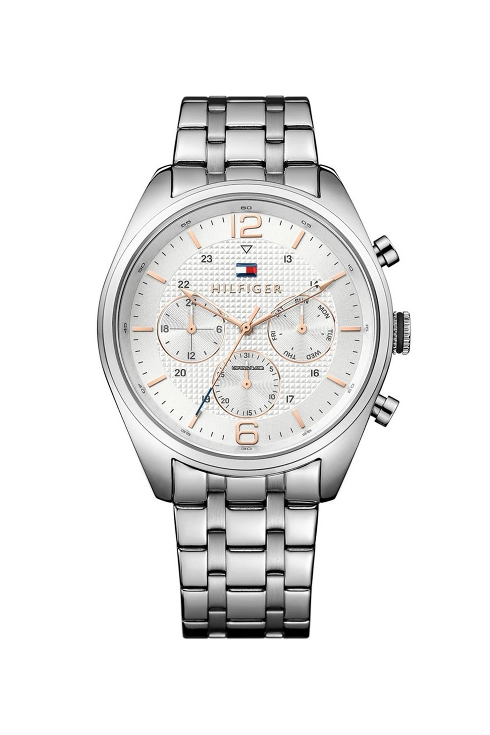 Tommy Hilfiger, Ceas cu functii multiple si bratara metalica, Argintiu