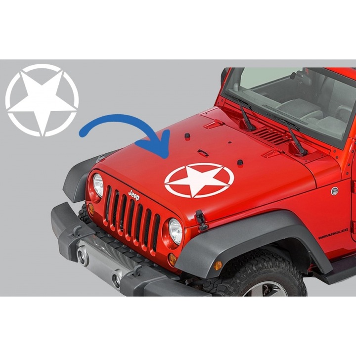 Sticker Stea ALB Universal compatibil cu Jeep, SUV, Camioane sau alte Autoturisme