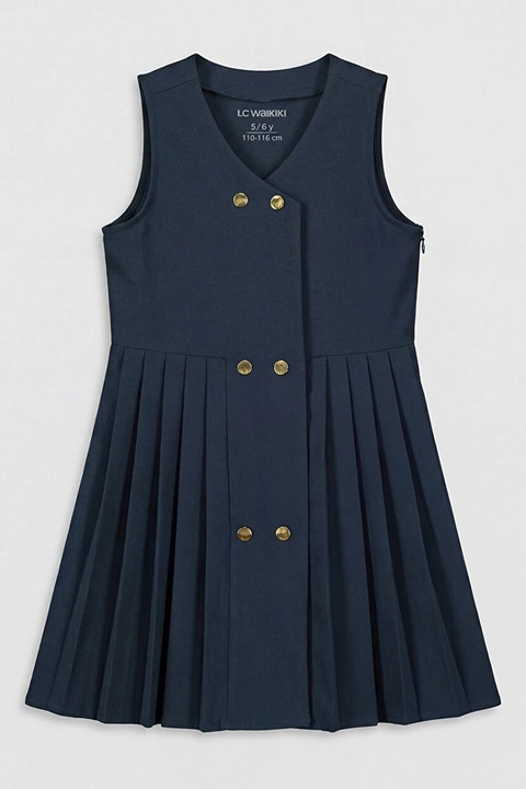 LC WAIKIKI, Rochie-sarafan cu pliuri, Albastru ultramarin
