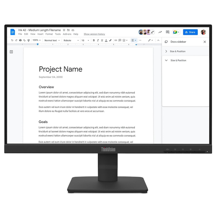 Monitor Business LED Lenovo ThinkVision S22-4e, 21.5", FHD (1920×1080), IPS, 100Hz, 4ms (GTG), 250 cd/m², 99% sRGB, Flicker-Free, Low Blue Light, HDMI 1.4, VGA, Tilt, VESA 100×100 mm, Negru