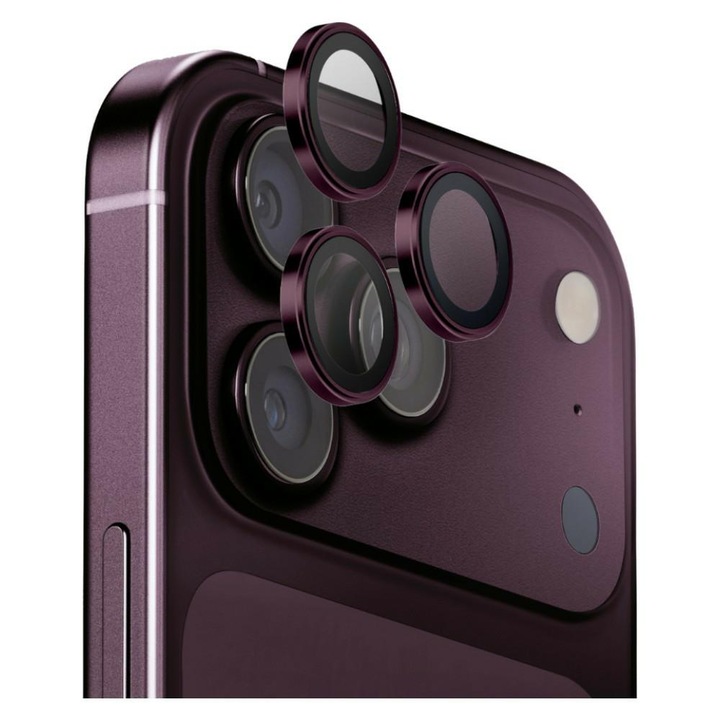 Sticla protectie pentru lentile camera Uniq Optix, burgundiu, compatibil cu iPhone 18 Pro/18 Pro Max/17 Pro Max, Uni002026