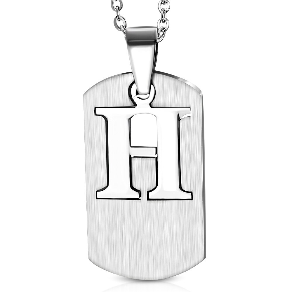 Pandant inox placuta identificare cu litera H