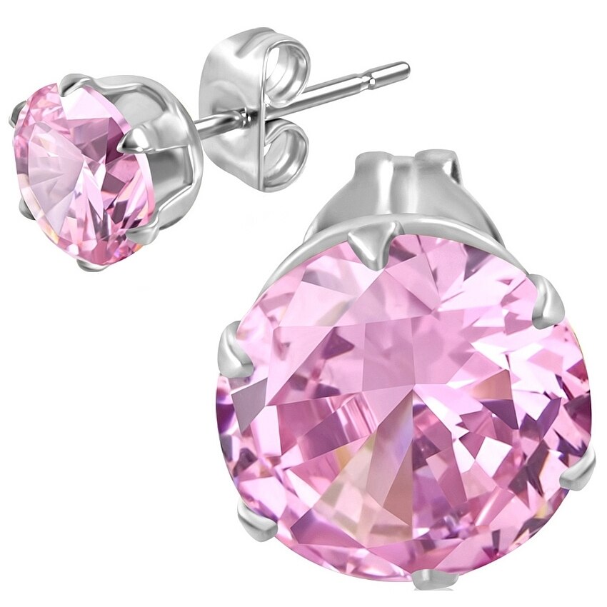 Cercei inox cu pietre roz - BeSpecial Roz