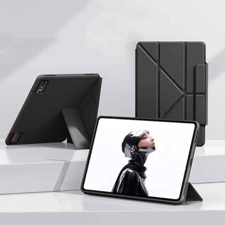 Husă de protecție pentru tabletă, suport pliabil, negru, universala