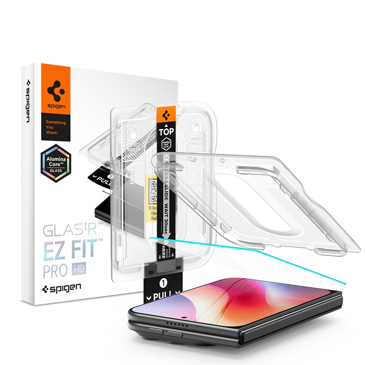 Folie pentru iPhone Duo - Spigen Glas.tR EZ FIT Pro HD (AGL12014) - Clear