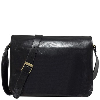 Geanta de umar neagra pentru barbati, Suveran, din piele naturala vachetta Geanta de umar neagra pentru barbati, Suveran, din piele naturala vachetta