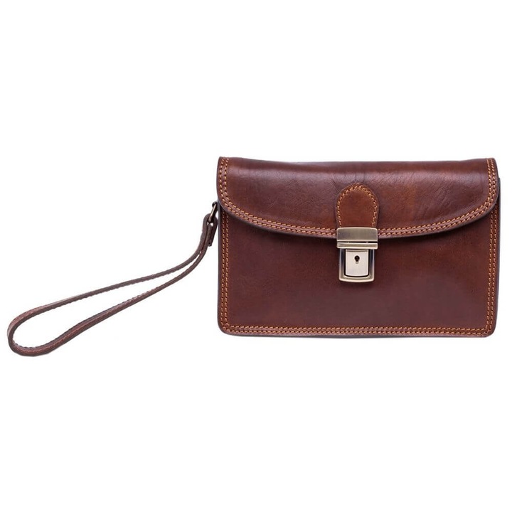 Borseta cognac pentru barbati, Suveran, din piele naturala, 4406A