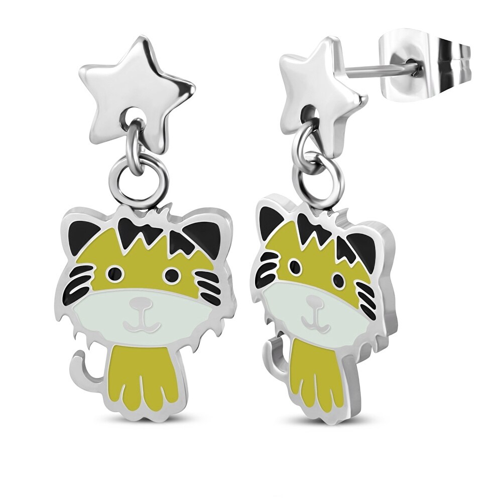 Cercei inox cu tigri - BeSpecial 8754, 2, Galben