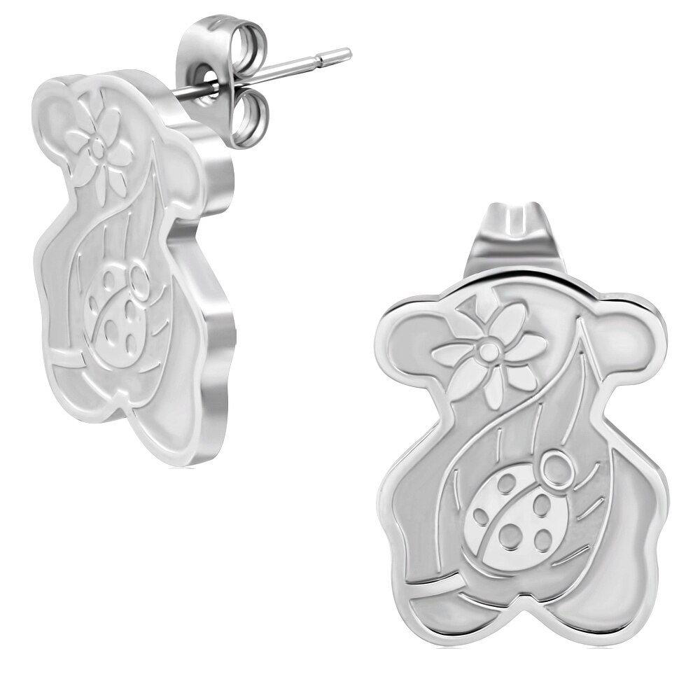 Cercei inox cu ursuleti si gargarite - BeSpecial 8616, 1,6, Argintiu