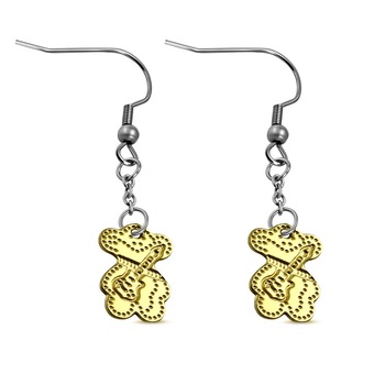 Cercei inox cu ursuleti aurii gvravati cu chitare - BeSpecial 8795, 4,5, Auriu Cercei inox cu ursuleti aurii gvravati cu chitare - BeSpecial 8795, 4,5, Auriu