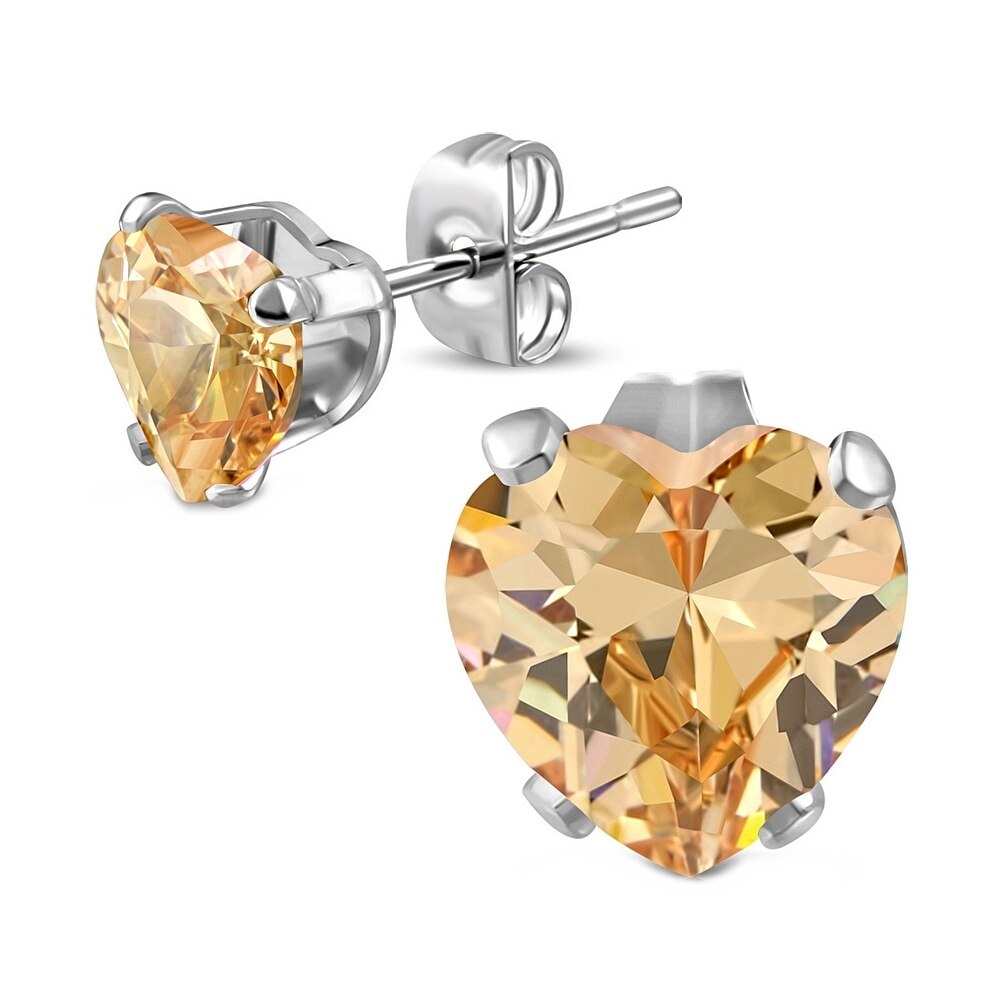 Cercei inox cu inimioare - BeSpecial 8432, 0,5, Galben