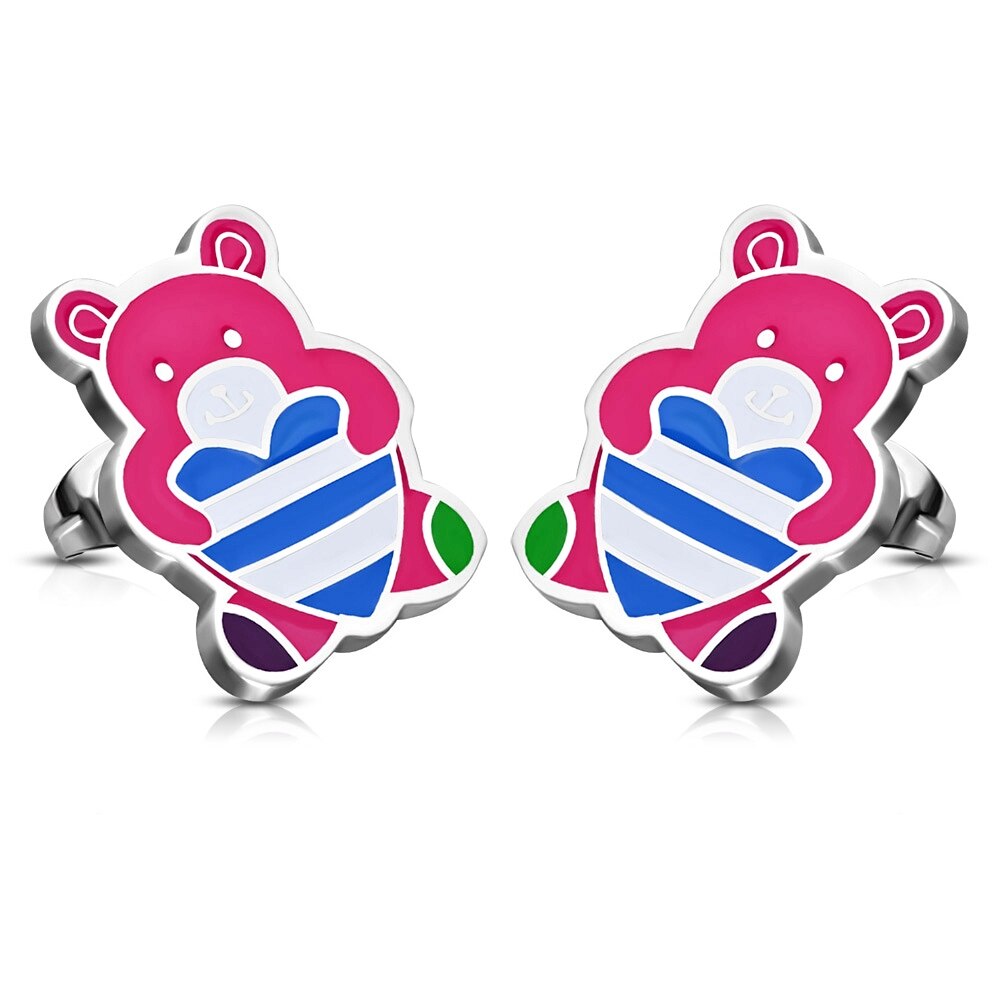 Cercei inox ursuleti cu inimioare