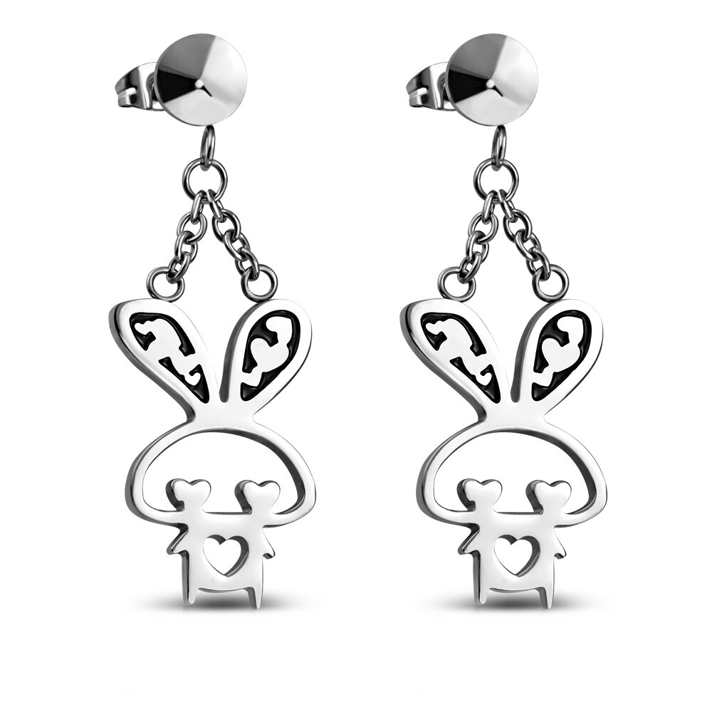 Cercei inox iepurasi cu imioare - BeSpecial 8751, 3,5, Argintiu