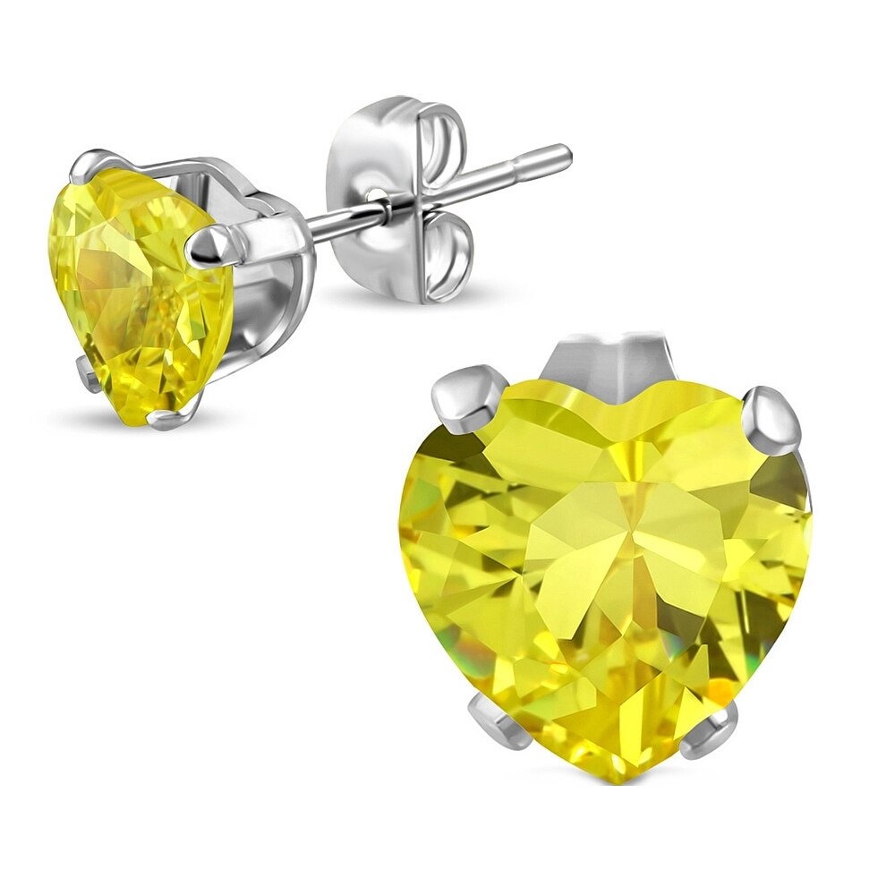 Cercei inox cu inimioare galbene - BeSpecial 8659, 0,6, Galben