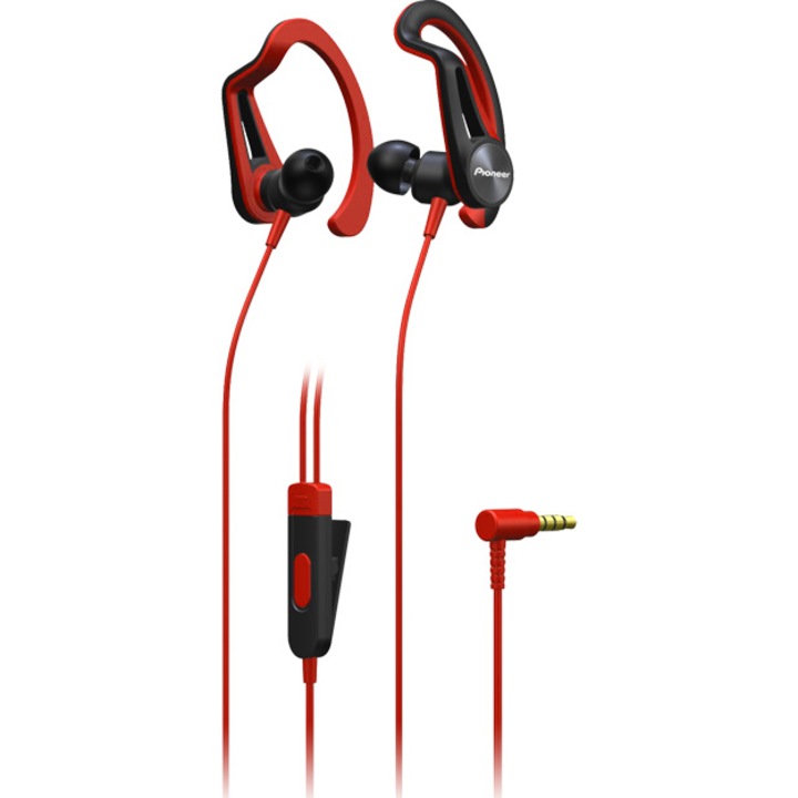 PIONEER SE-E5T-R, sport fülhallgató, piros