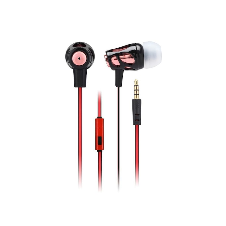 Casti Audio Stereo In-Ear, cu Microfon, SF-A24, Negru-Argintiu