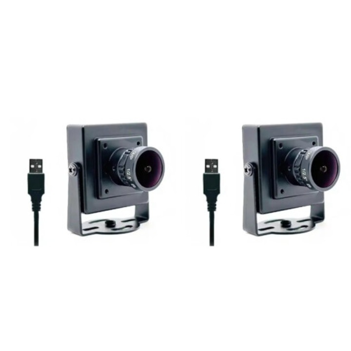 Комплект от 2 уеб камери FQOBMO3-K0563-2026910-208, 4MP, ъгъл на видимост 120°, обектив 2.1mm, USB, черен