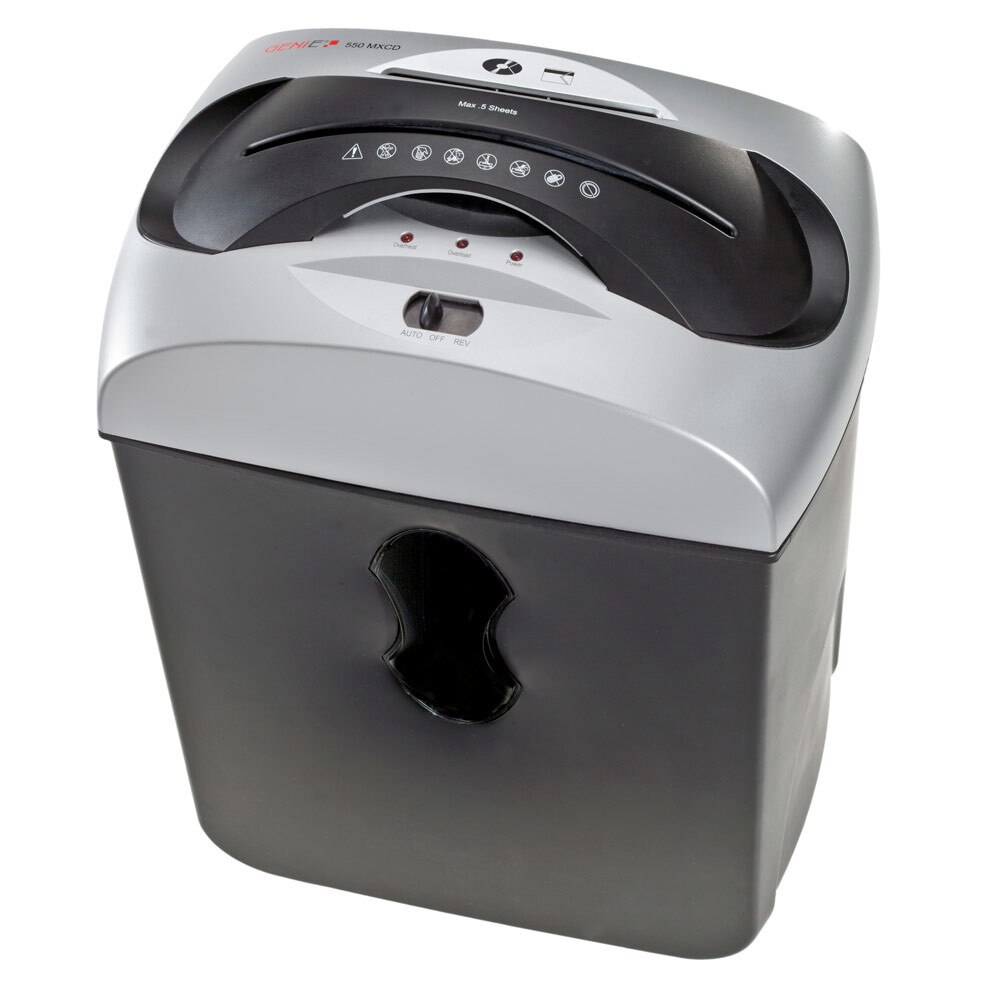 Distrugator documente si CD/DVD, GENIE, 550 MXCD, micro cross-cut 3x9 mm, 5 coli, 25 l