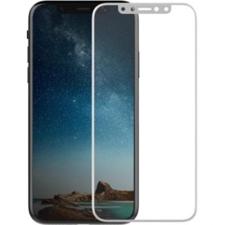 Folie protectie ecran, X-Doria, Sticla, 2.5D pentru iPhone XS/X, Alb