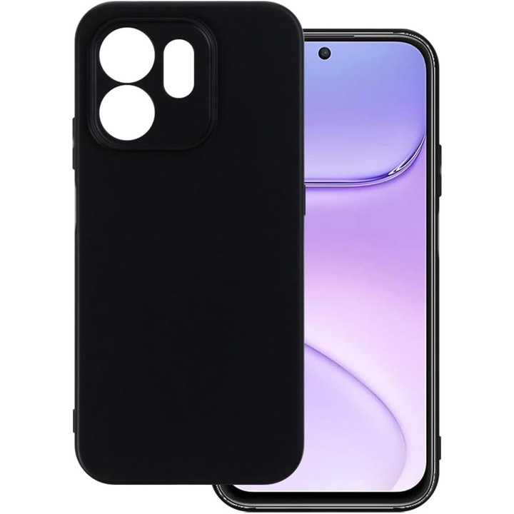 Intelli® Husa Slim silicon + Folie de sticla Compatibila cu Honor 600 Smart, Negru mat