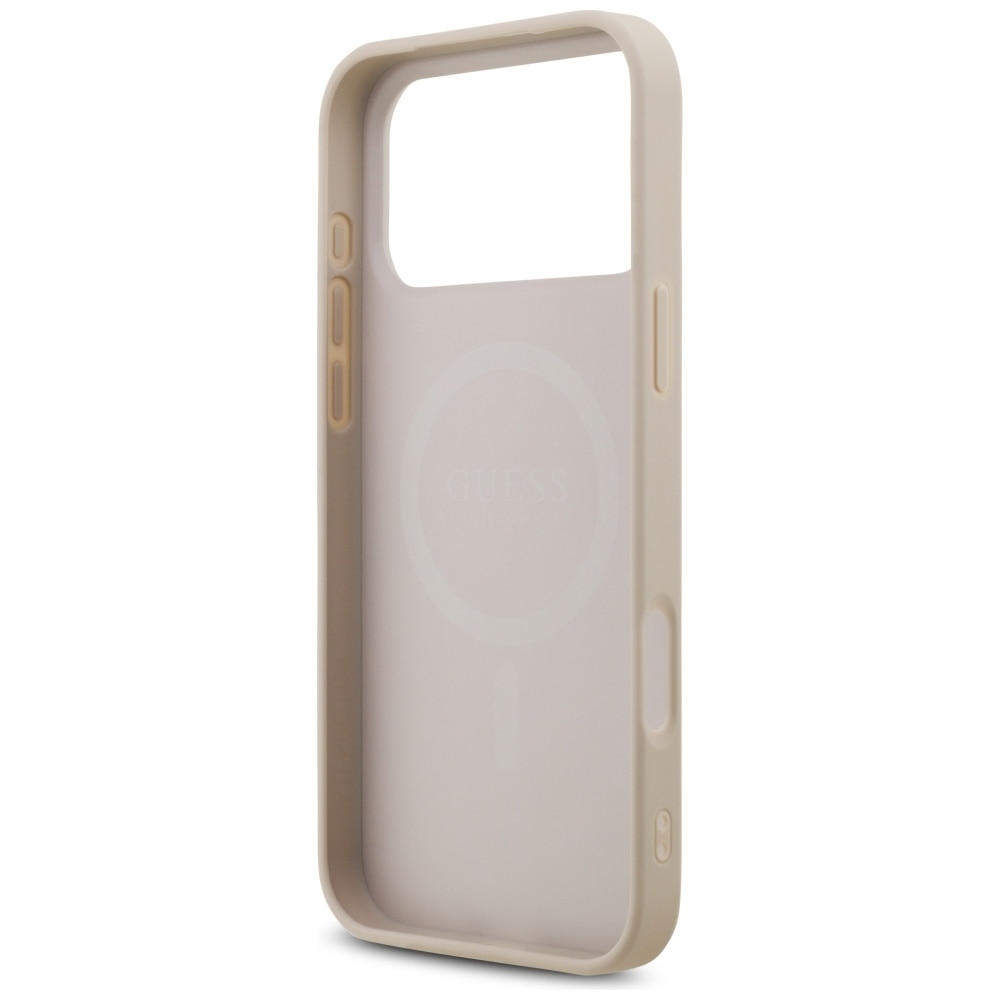 Husa Guess Leather 4G Triangle Stras cu MagSafe compatibila cu iPhone 17 Pro Max / 18 Pro Max, Roz