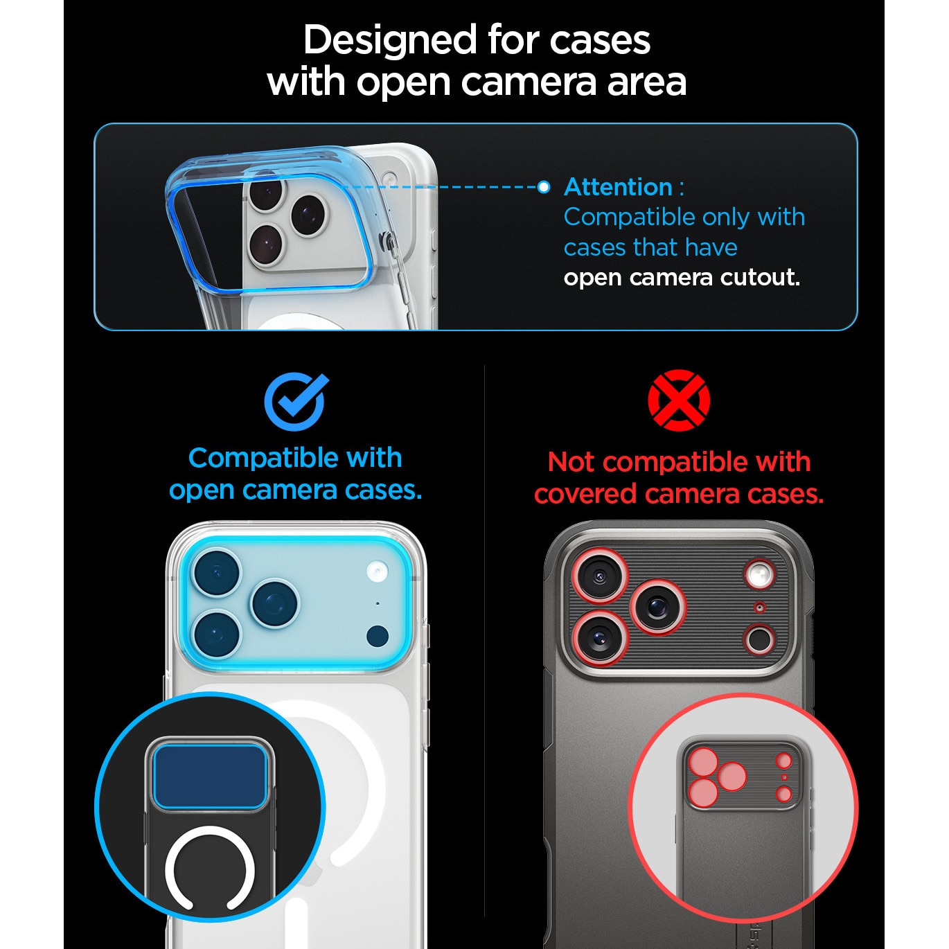 Protectie camera foto Spigen Glass tR EZ Fit Optik Pro XL compatibila cu iPhone 18 Pro Max, Light Blue