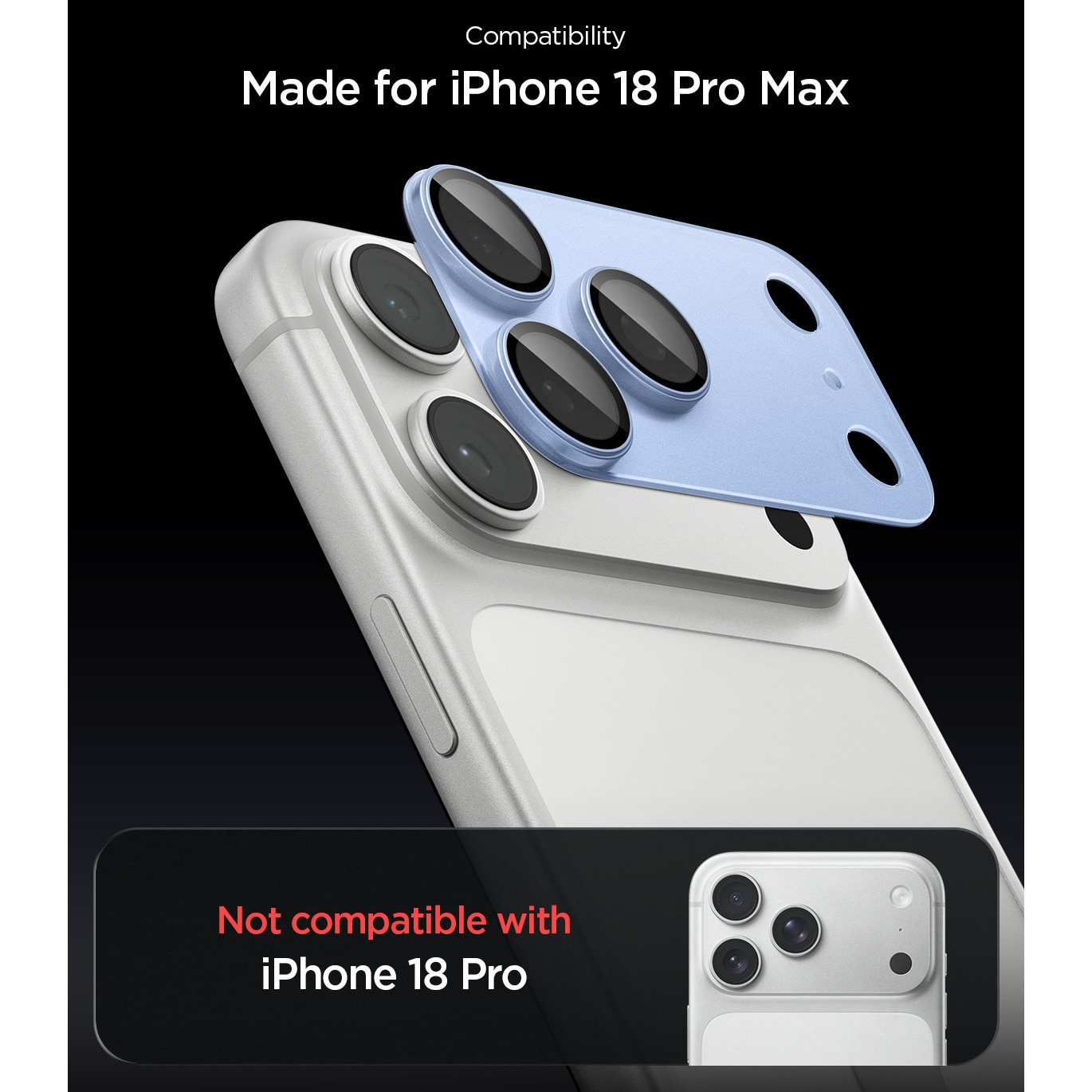 Protectie camera foto Spigen Glass tR EZ Fit Optik Pro XL compatibila cu iPhone 18 Pro Max, Light Blue