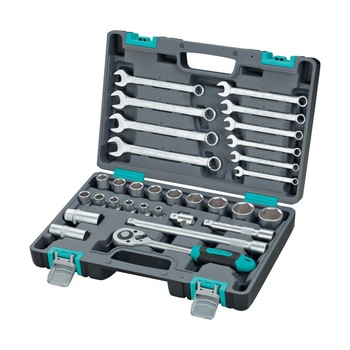 Trusa cu chei fixe combinate si chei tubulare, cu antrenor de 1/2 inch in valiza de transport cu 31 de piese Trusa cu chei fixe combinate si chei tubulare, cu antrenor de 1/2 inch in valiza de transport cu 31 de piese