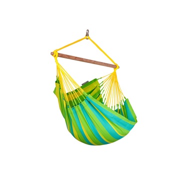 Scaun agatat La Siesta Sonrisa C14, Polipropilena, Verde/Galben Scaun agatat La Siesta Sonrisa C14, Polipropilena, Verde/Galben