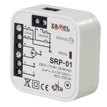 Releu control jaluzele Zamel SRP-01, 250 V, 1250 VA, Alb Releu control jaluzele Zamel SRP-01, 250 V, 1250 VA, Alb