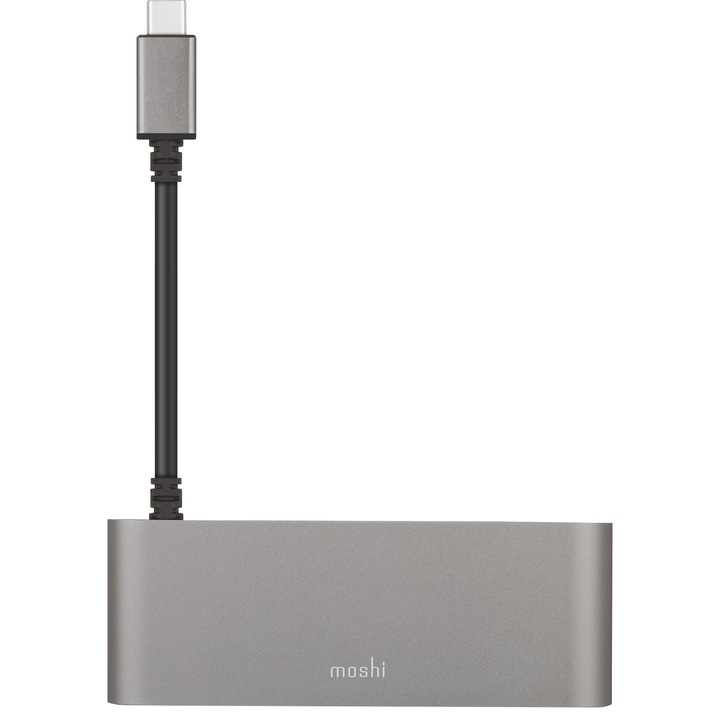 Adaptor Moshi USB-C la HDMI, USB-A, card memorie, Gri