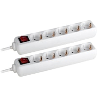 Pachet 2 prelungitoare Bachmann SELLY, 5 prize, cu protectie copii, intrerupator, cordon 5m, Alb
